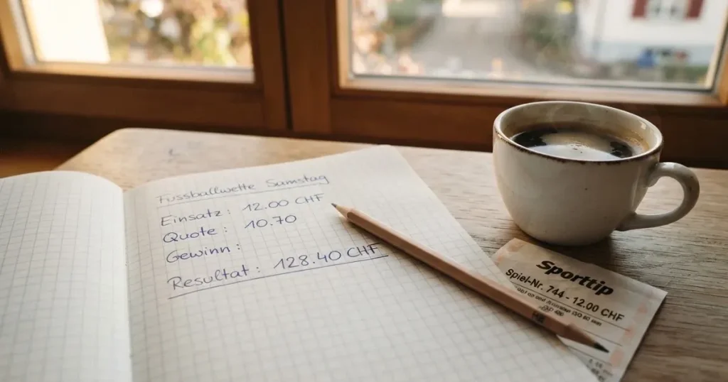 Ein Taschenrechner und ein Bleistift liegen auf kariertem Papier neben einer Tasse Kaffee, ein Fensterplatz mit Tageslicht.