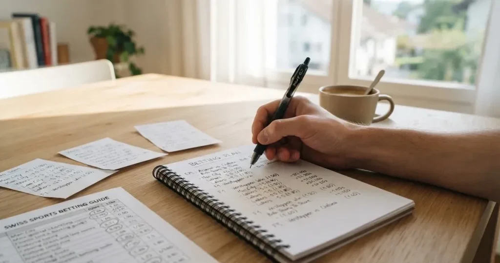 Eine Hand hält einen Stift über einem leeren Blatt, daneben eine Tasse Kaffee auf einem hellen Tisch.